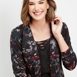 Maurices Black and Purple Floral Jacket